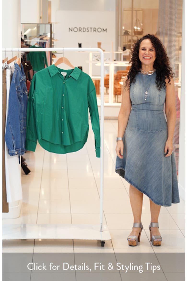 Sumayya Oversize Ladder Stitch Inset Cotton Button-Up Shirt video