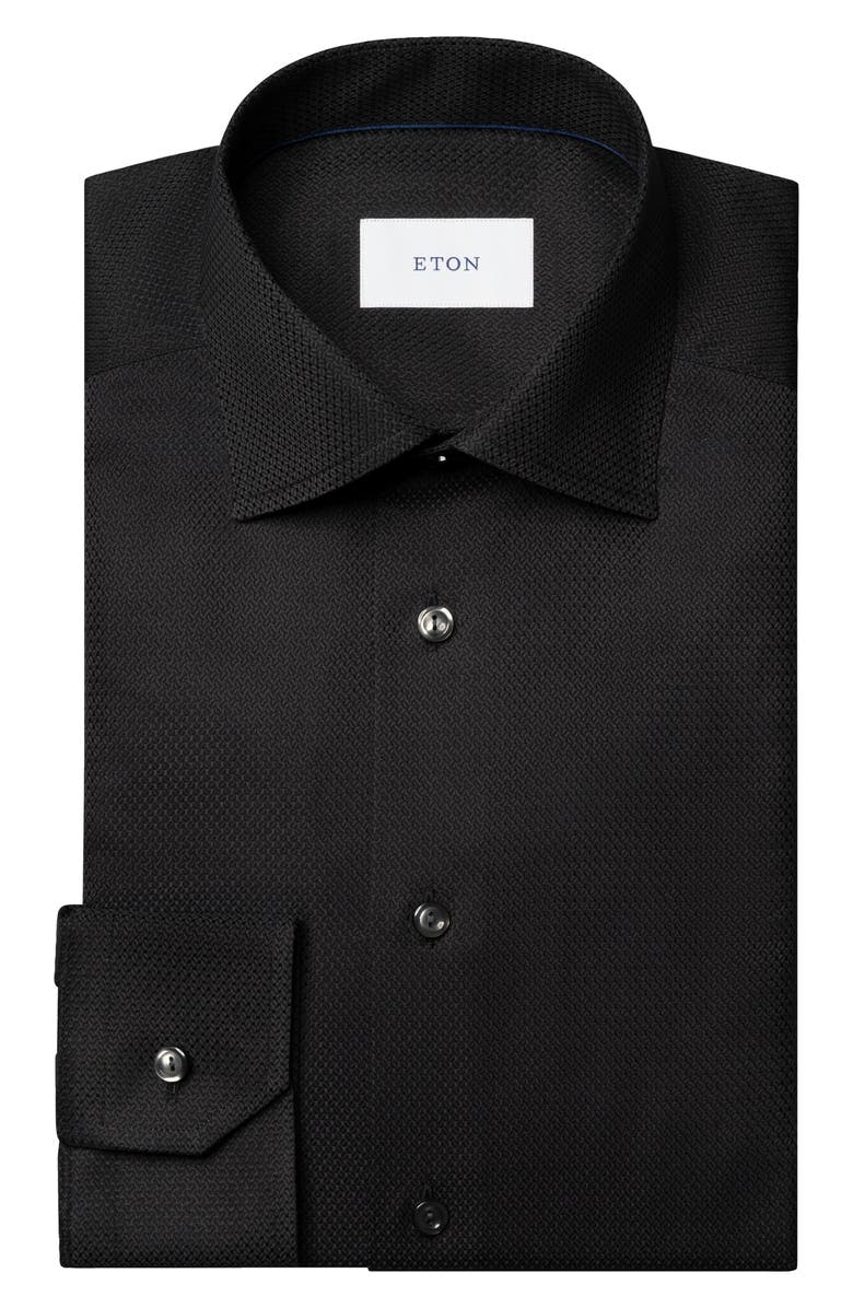 Eton Slim Fit Cotton Dobby Dress Shirt, Alternate, color, Black