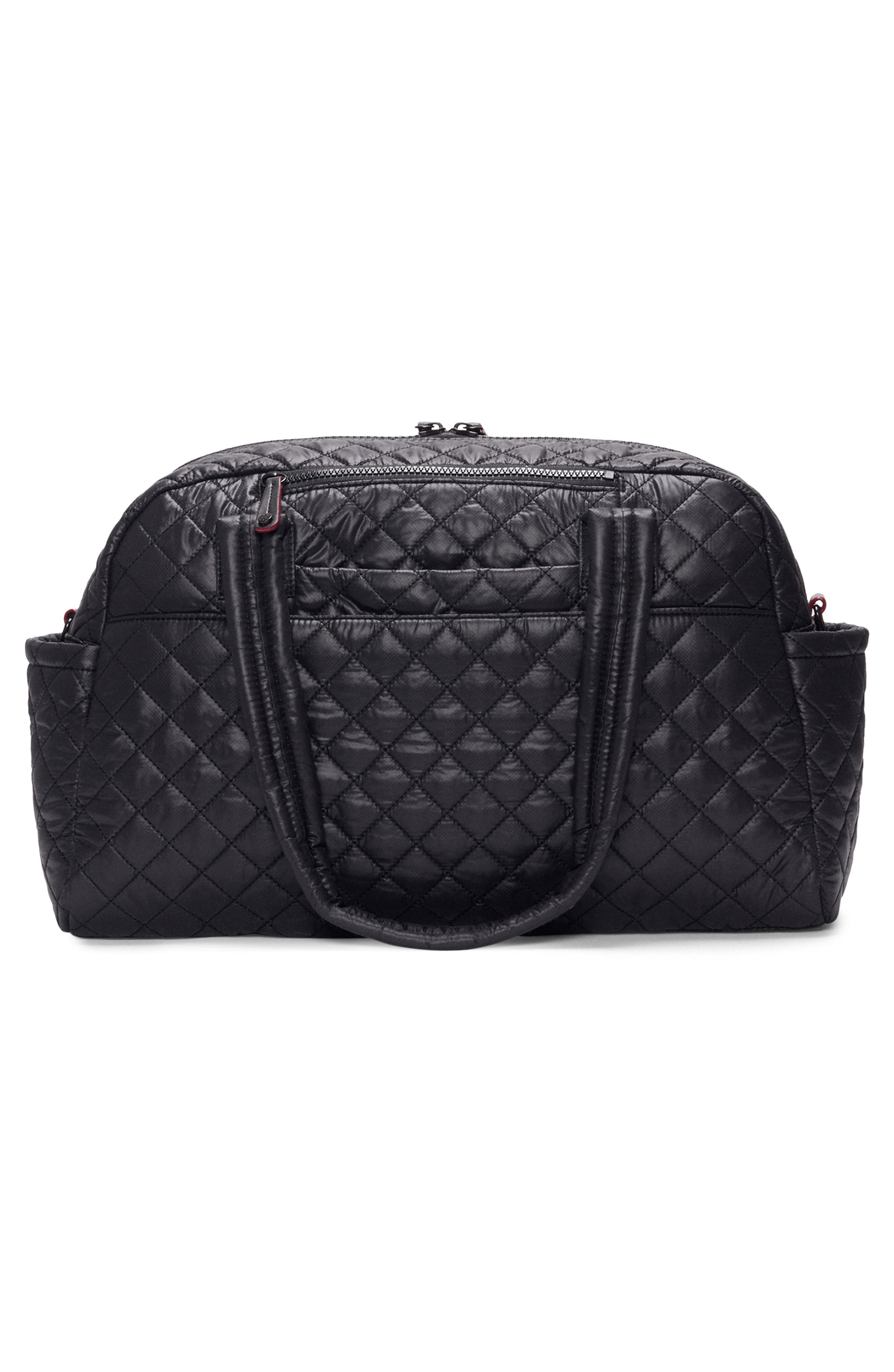 MZ Wallace Jimmy Deluxe Quilted Nylon Duffle Bag, Alternate, color, Black