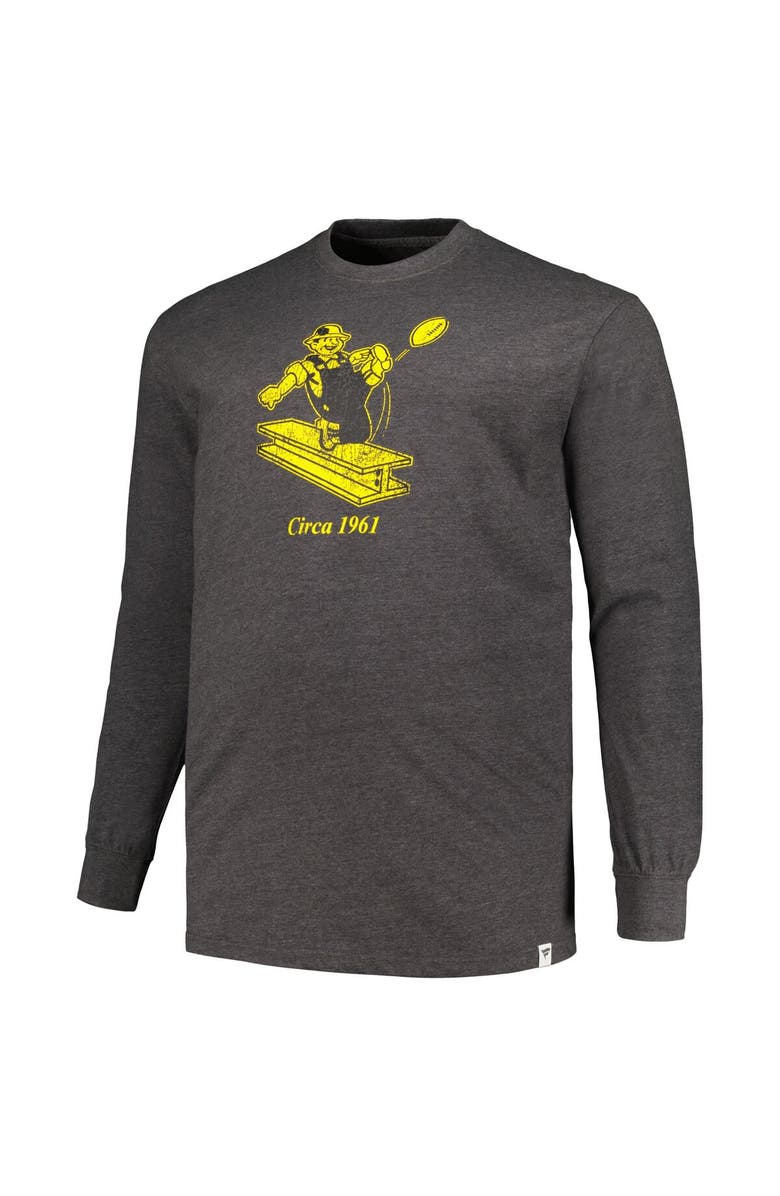 PROFILE Men's Profile  Heather Charcoal Pittsburgh Steelers Big & Tall Throwback Long Sleeve T-Shirt, Alternate, color, 