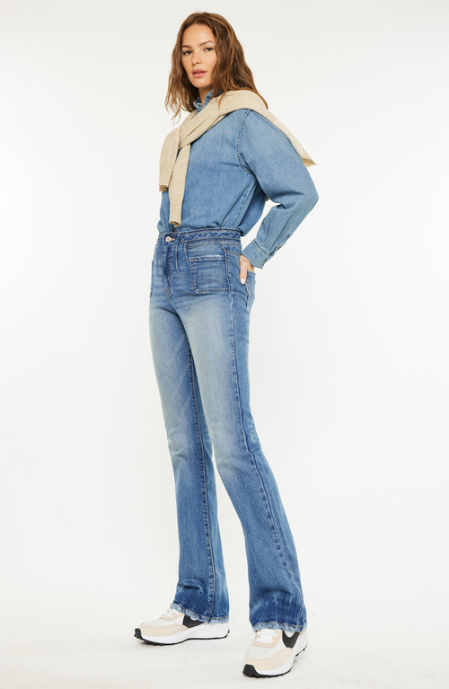 Kancan Denicee High Rise Bootcut Jeans In Blue