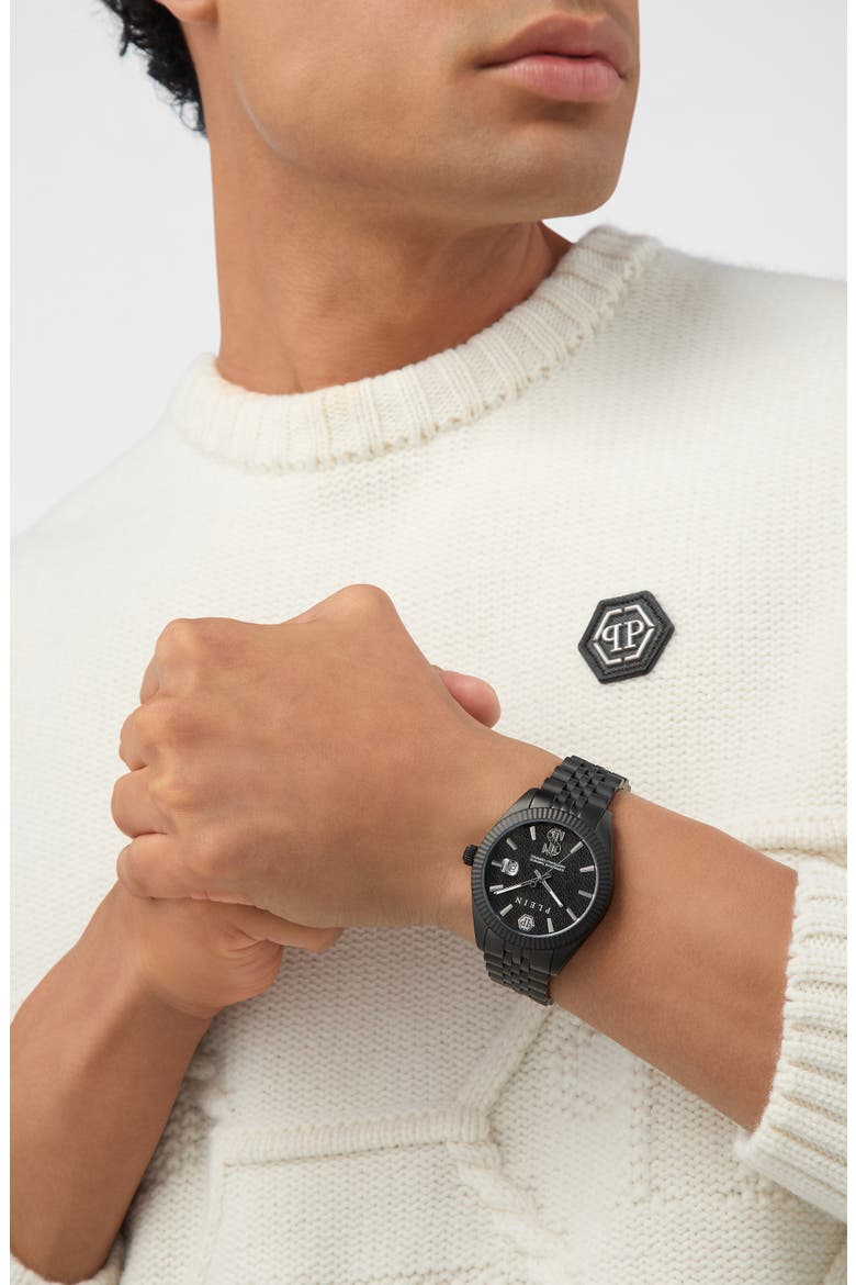 Date Superlative Two-Tone Bracelet Watch, 41mm, Alternate, color, IP BLACK