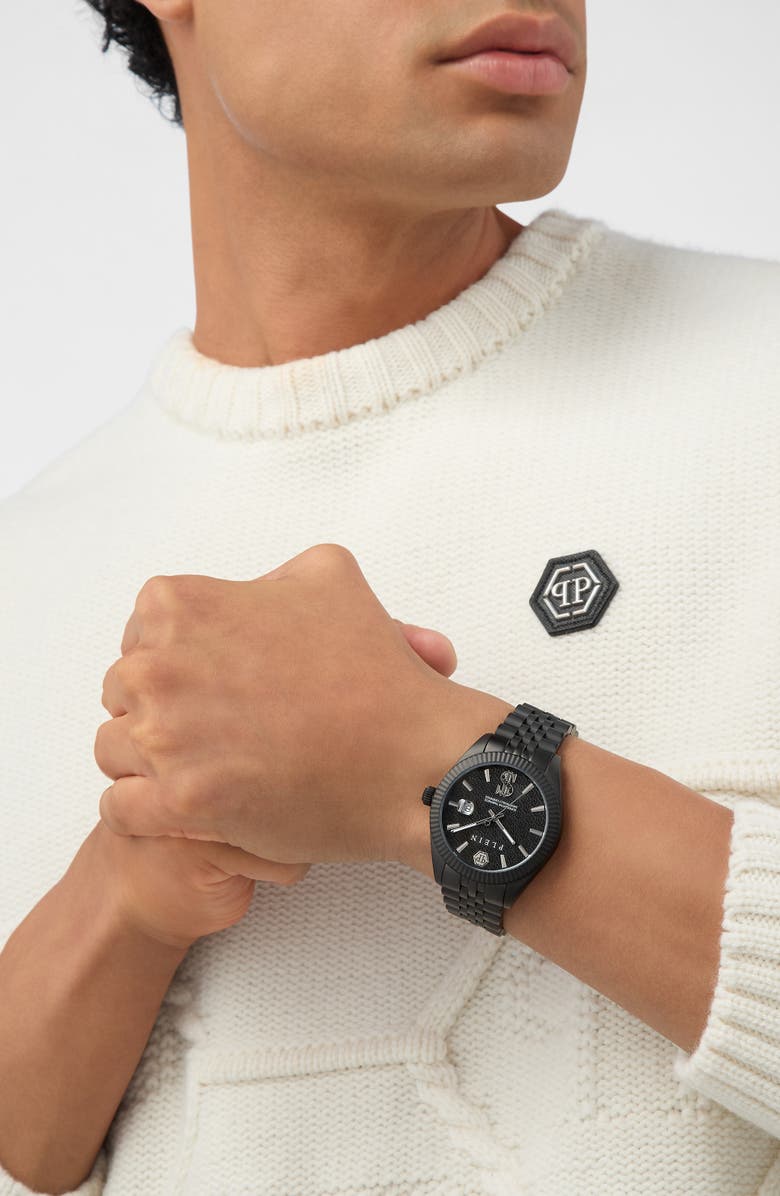 PHILIPP PLEIN Date Superlative Two-Tone Bracelet Watch, 41mm, Alternate, color, Ip Black