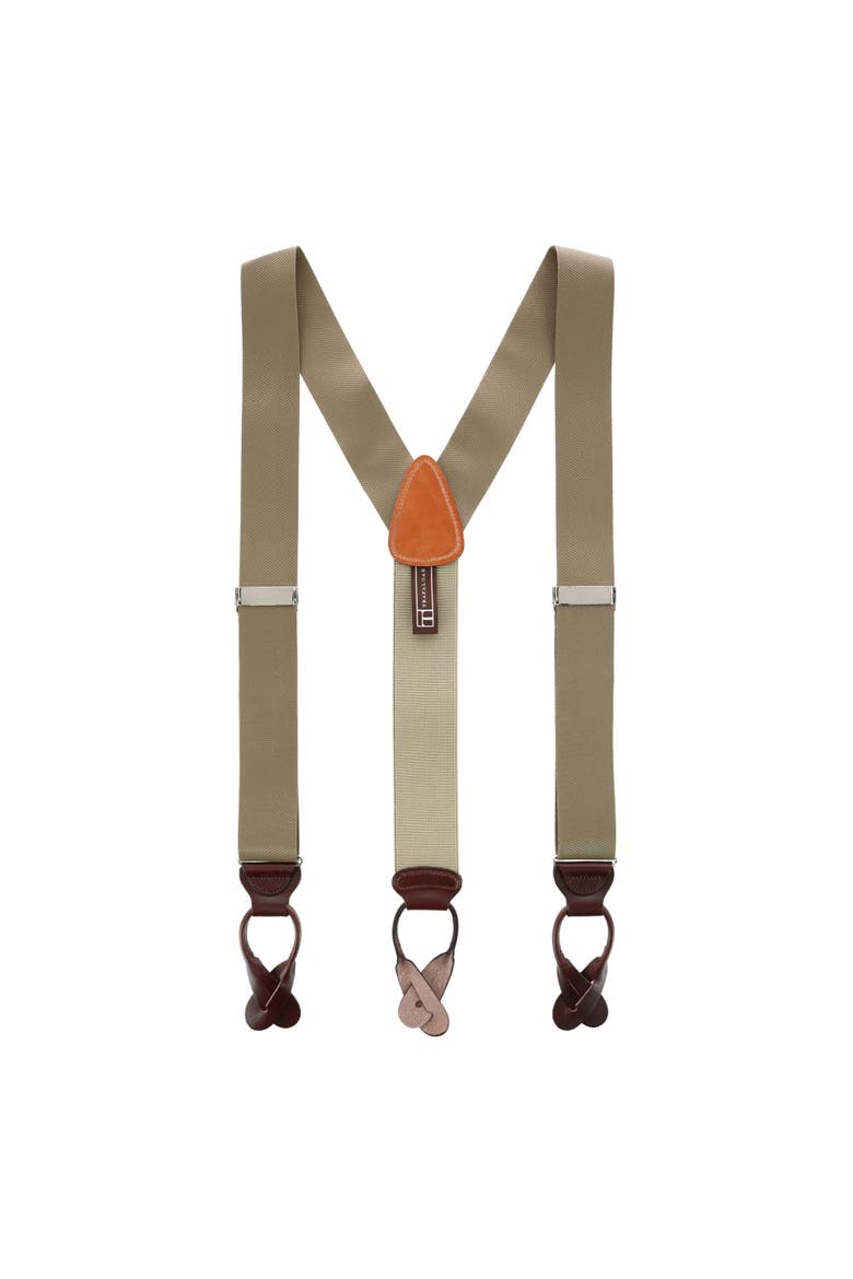 Big & Tall Hudson Solid Button End Suspenders (braces), Alternate, color, Dark Khaki