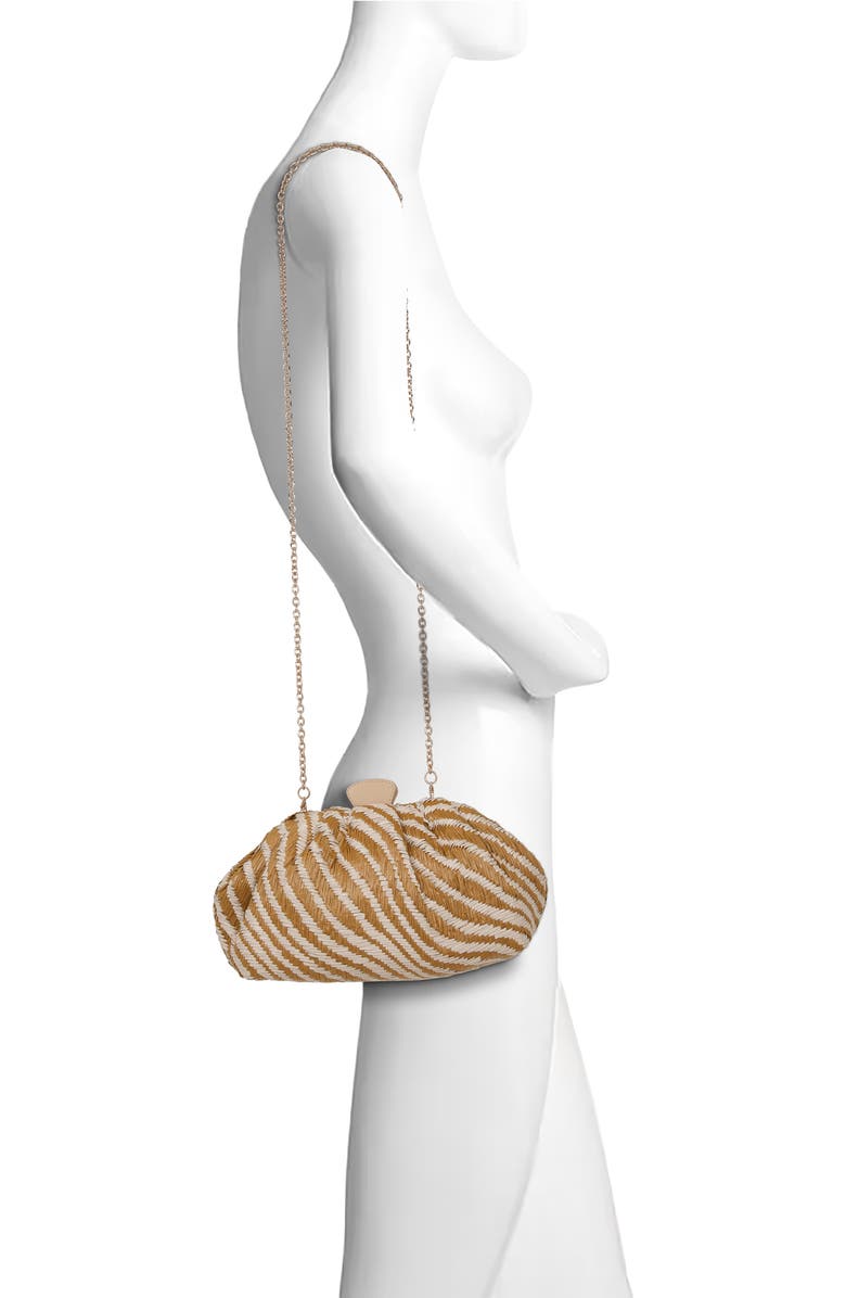 Jewel Badgley Mischka Indigo Tiger Jacquard Raffia Pouch Clutch, Alternate, color, Natural Combo