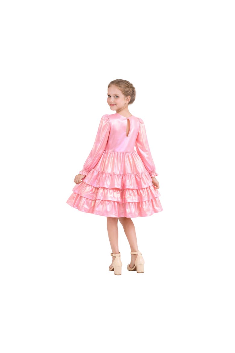 Metallic Ruffle Party Dress, Alternate, color, Pink