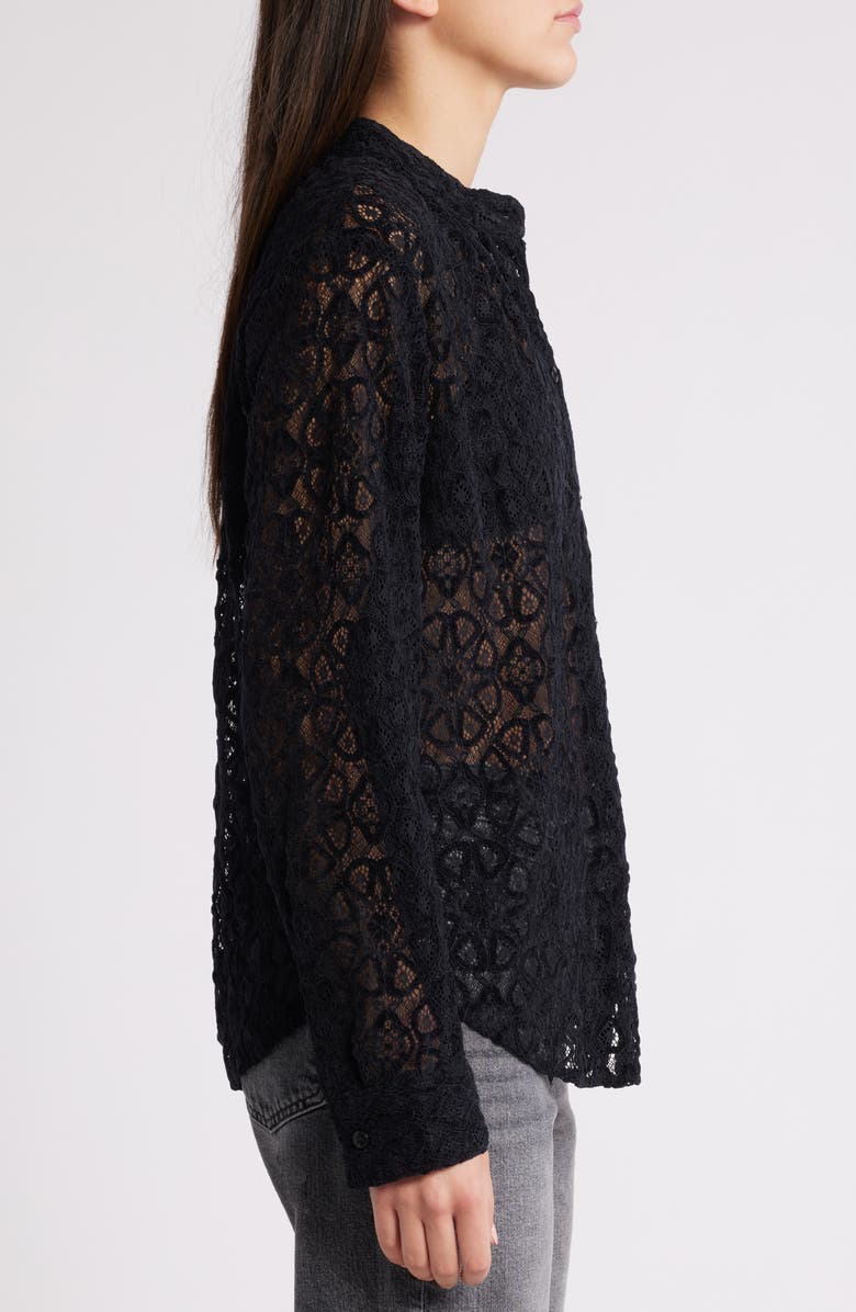 Treasure & Bond Band Collar Lace Button-Up Shirt, Alternate, color,