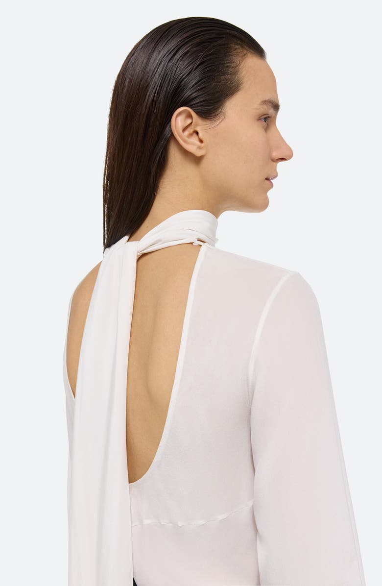 Helmut Lang Silk Long Sleeve Top with Scarf, Alternate, color, White