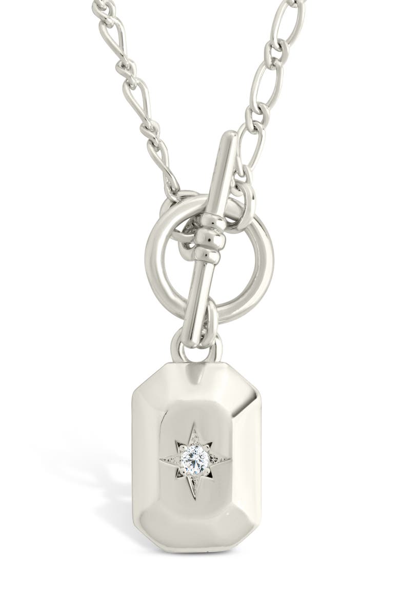 Sterling Forever Shaye Cubic Zirconia Pendant Toggle Necklace, Alternate, color, Silver