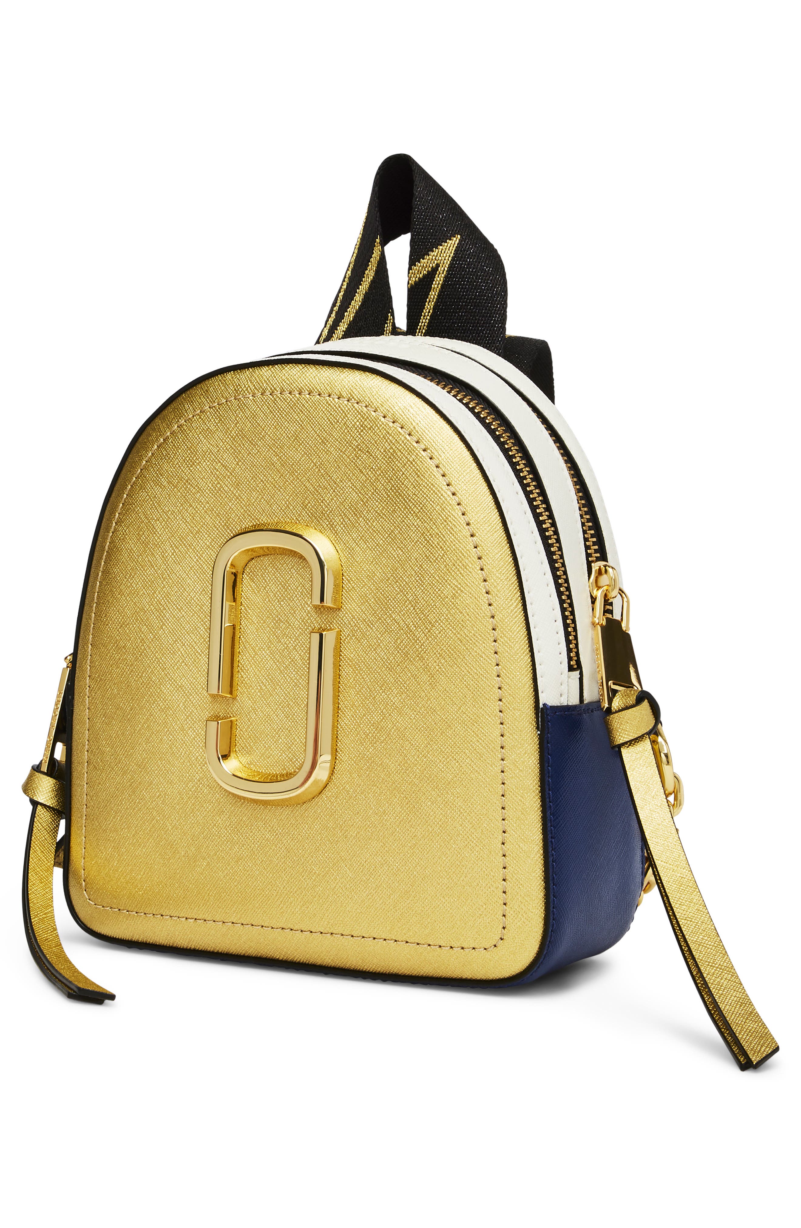 Snapshot Mini Leather Backpack, Alternate, color, GOLD MULTI