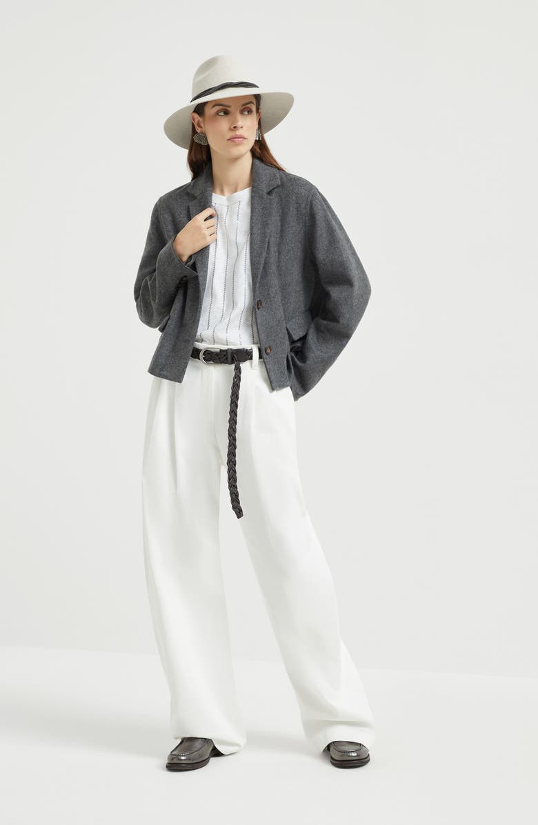 Brunello Cucinelli Dazzling embroidery T-shirt, Alternate, color, Fog