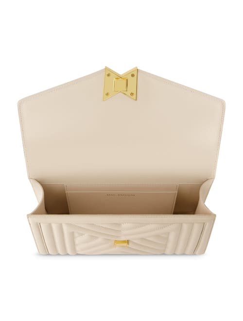 Mac Duggal Gold Chain Quilted Napa Leather Handbag In Ecru