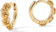 MADE BY MARY Cubic Zirconia Birthstone Flower Huggie Hoop Earrings