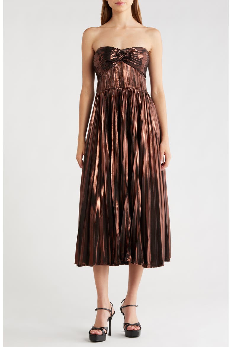 Ascella Strapless A-Line Dress, Main, color, METALLIC BROWN