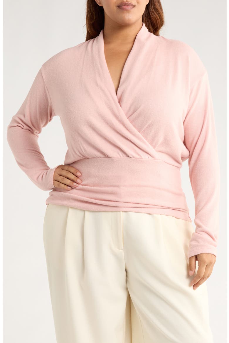 Surplice V-Neck Long Sleeve Top, Main, color, BLUSH