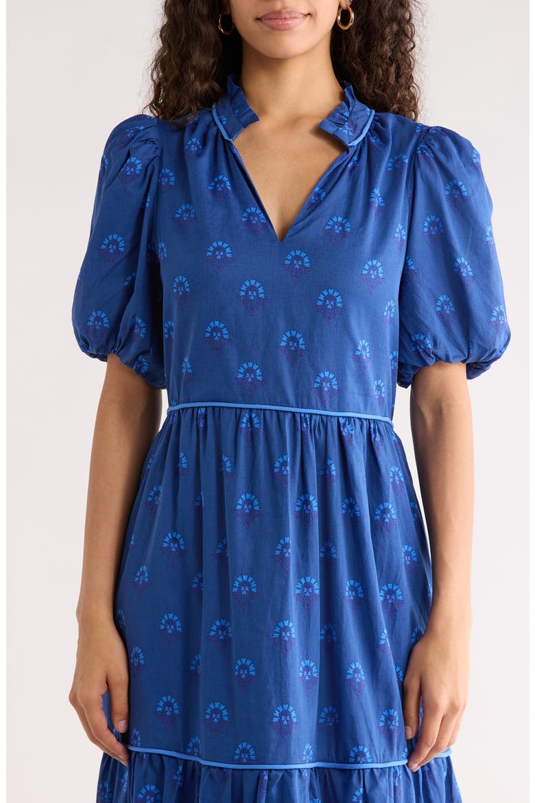 Briza Medallion Print A-Line Dress, Alternate, color, TEAL-BLUE