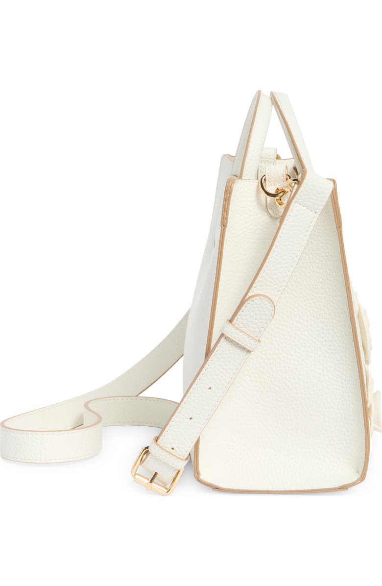 Nanette Lepore Floral Appliqué Satchel Bag, Alternate, color, Chalk