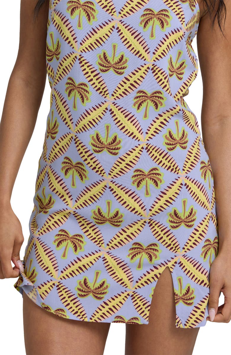 Billabong Tidal Crush Palm Tree Minidress, Alternate, color, Twilight Blue