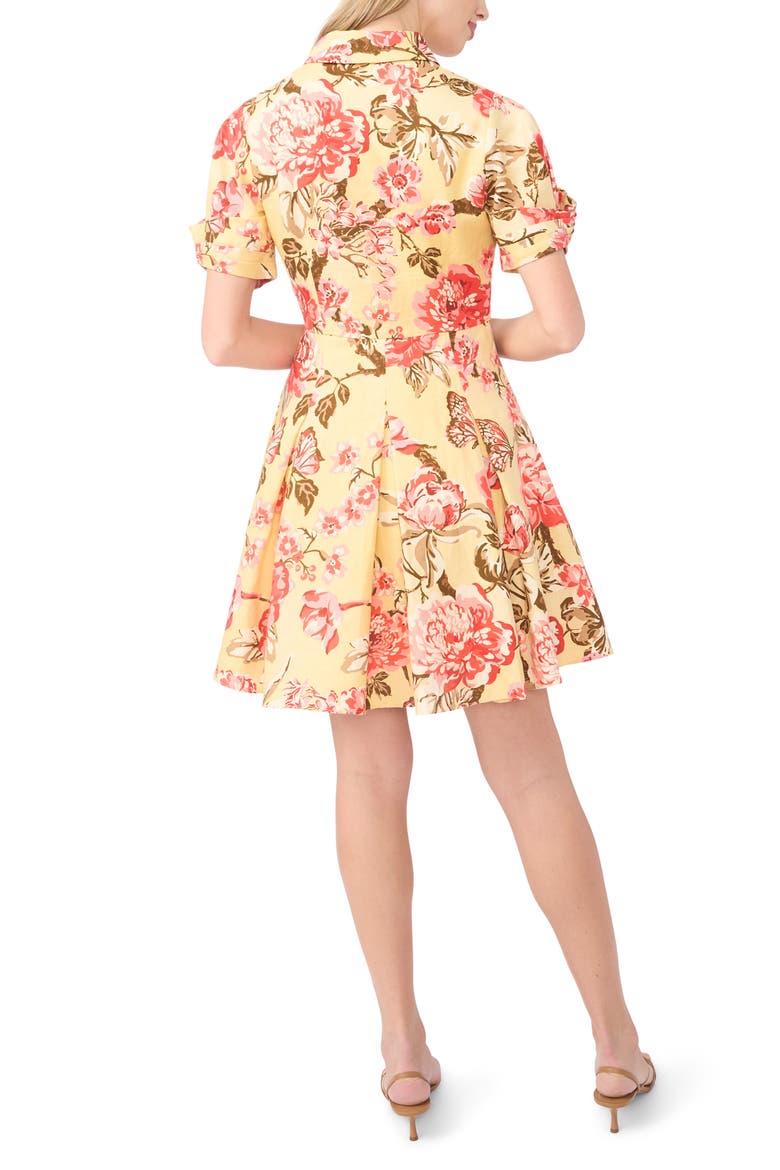 Stina Floral Print Linen Shirtdress, Alternate, color, CREAMED CORN