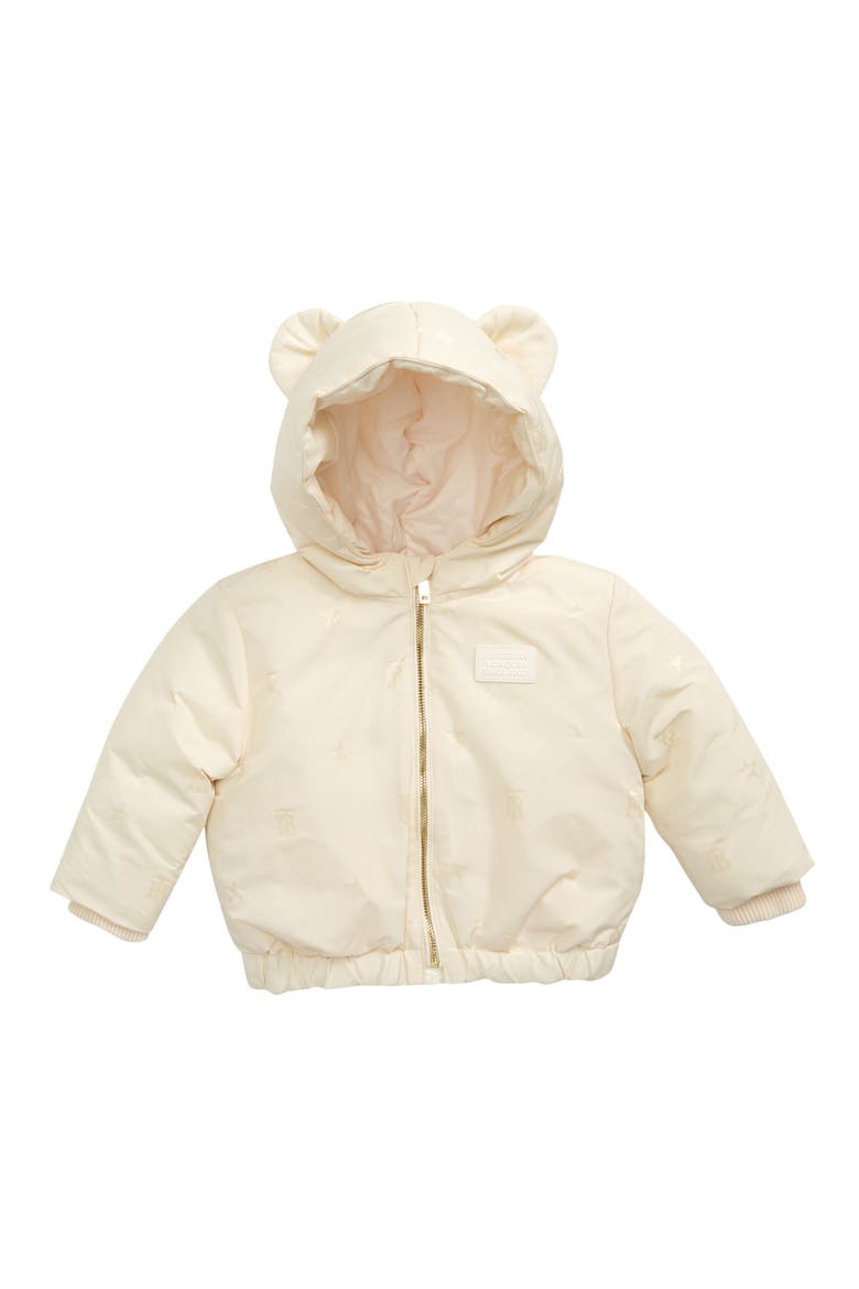 Kids' Animal Ear Hooded Down Jacket, Main, color, PALE CREAM IP PATTERN