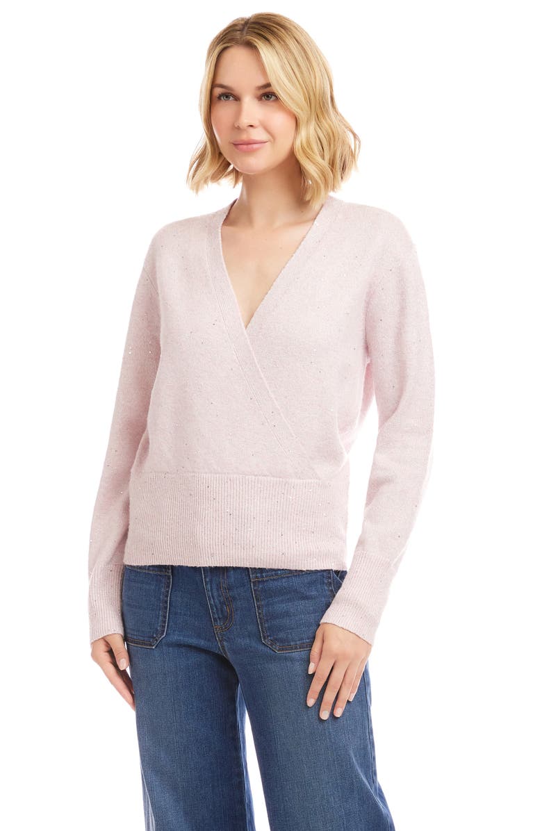 Karen Kane Sequin Wrap Sweater, Alternate, color, Pink