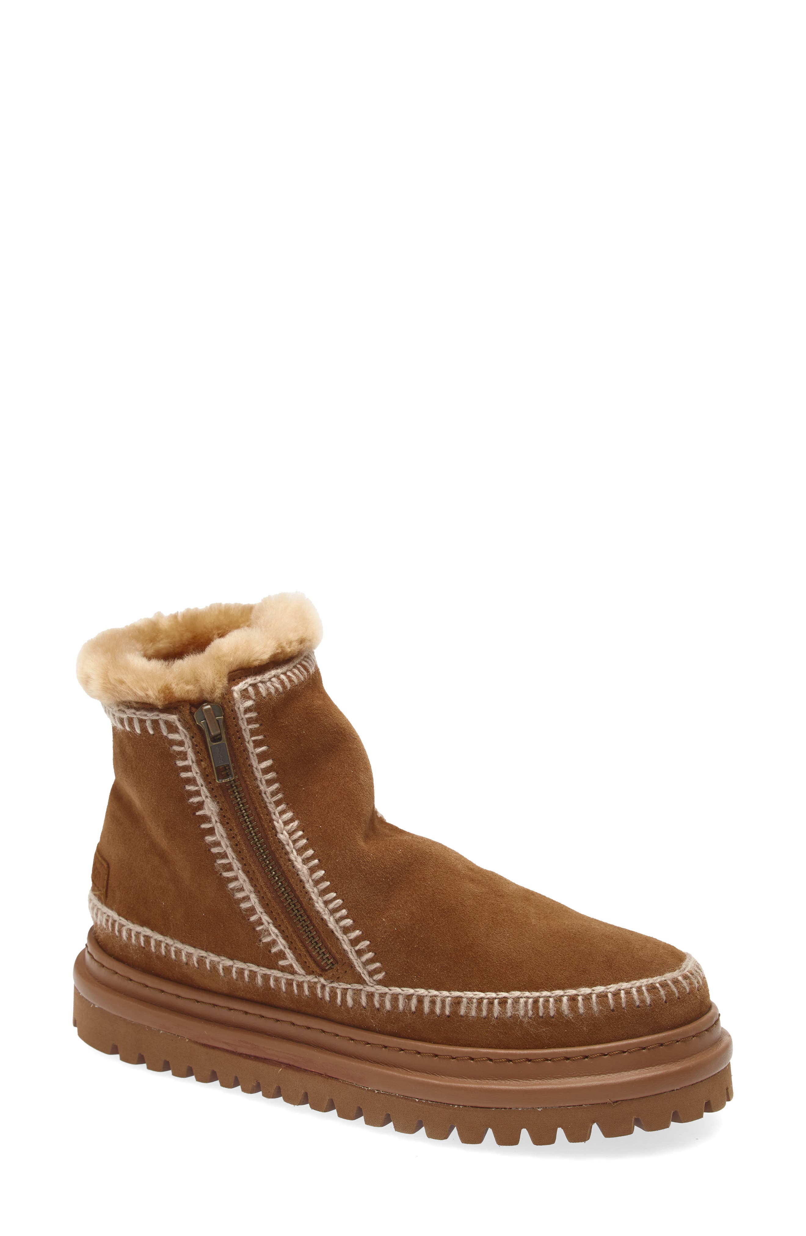 Laidback London Setsu 4.0 Genuine Shearling Lined Ankle Boot, Main, color, Nutmeg Suede / Wheat