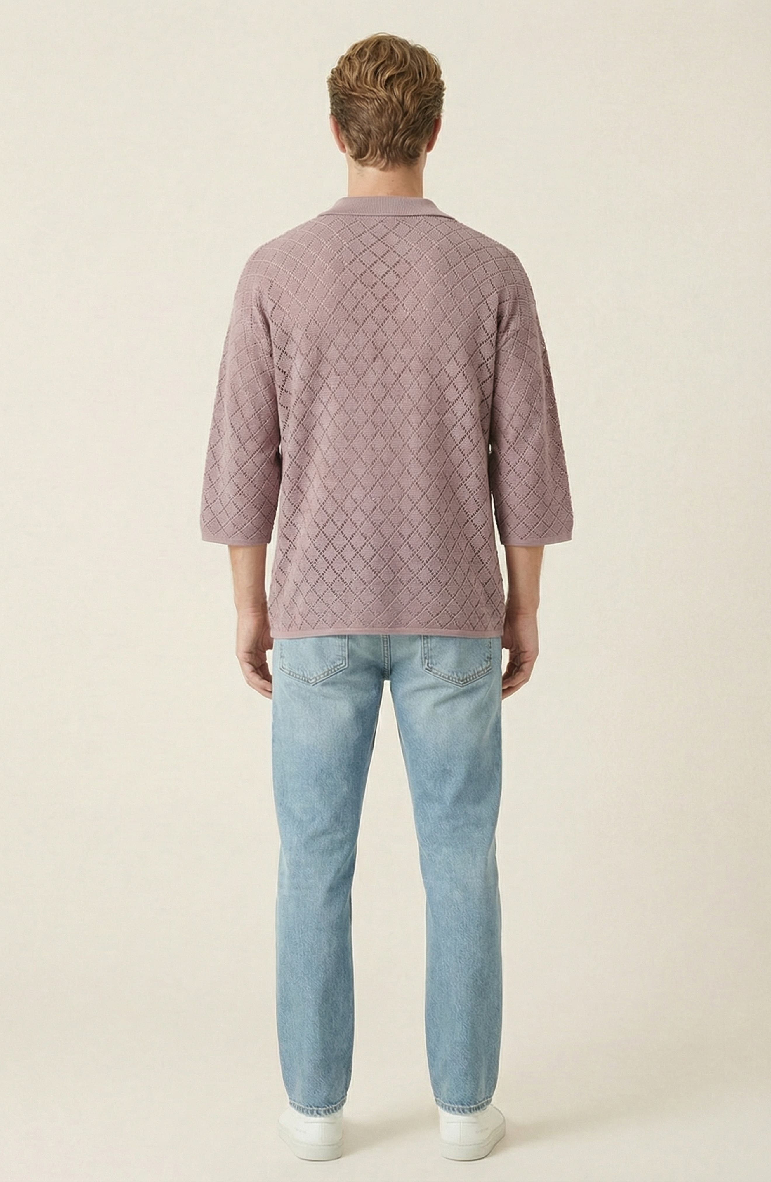 Textured Quarter Sleeve Knit Polo Sweater - image 2