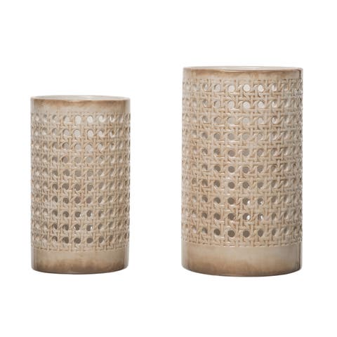 Distressed Look Candle Holders Set of 2