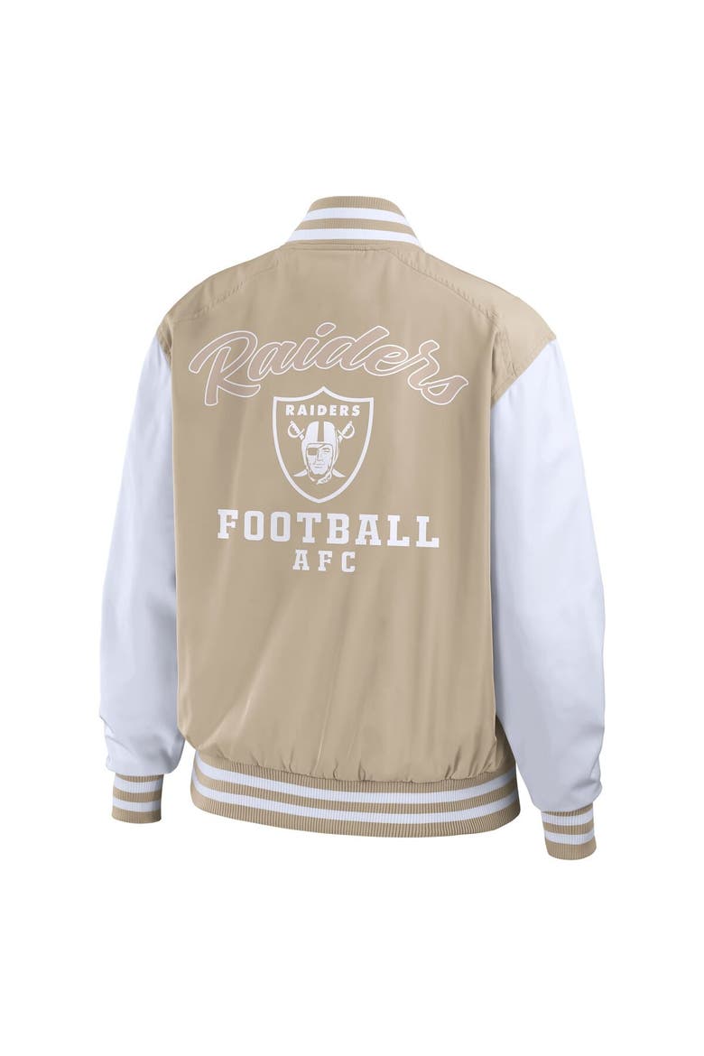 Women's WEAR by Erin Andrews Tan Las Vegas Raiders Tonal Full-Zip Bomber Jacket, Alternate, color, Tan