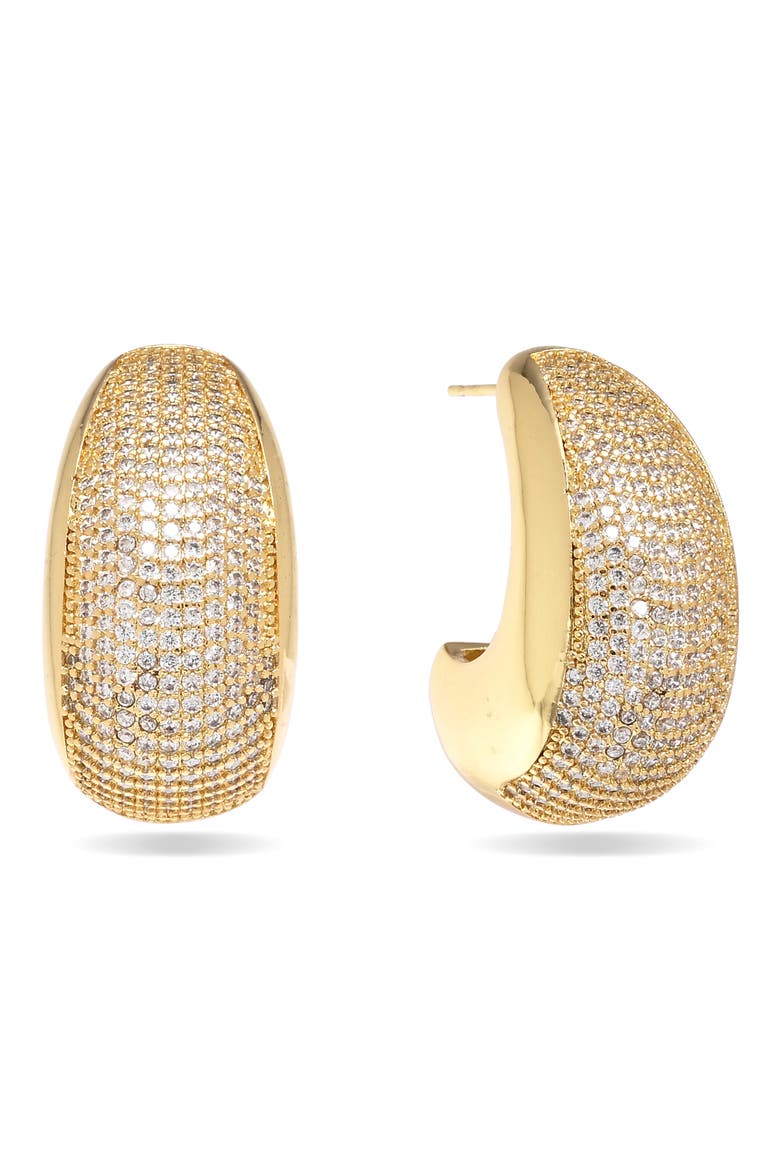 Seren Cubic Zirconia Hoop Earrings, Main, color, GOLD