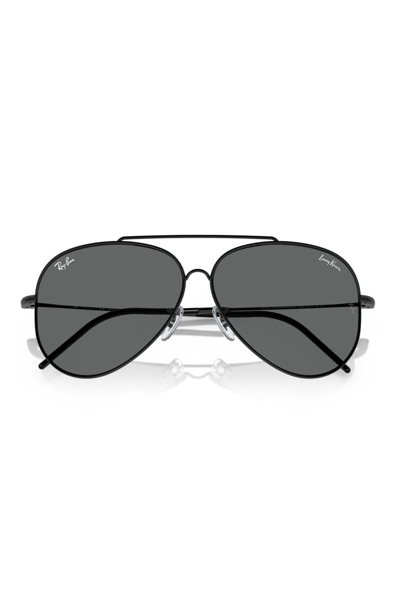 Reverse 62mm Oversize Aviator Sunglasses, Alternate, color, BLACK