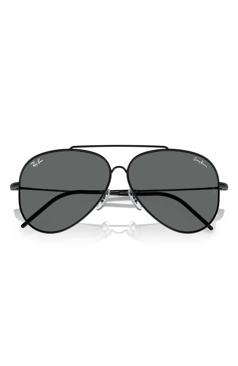 Ray-Ban Reverse 62mm Oversize Aviator Sunglasses, Alternate, color, Black