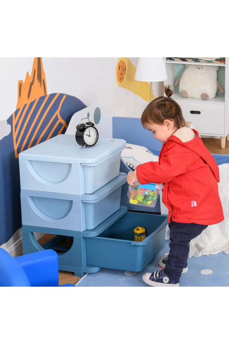 4-Tier Kids Storage Unit with Drawers​, Alternate, color, Blue
