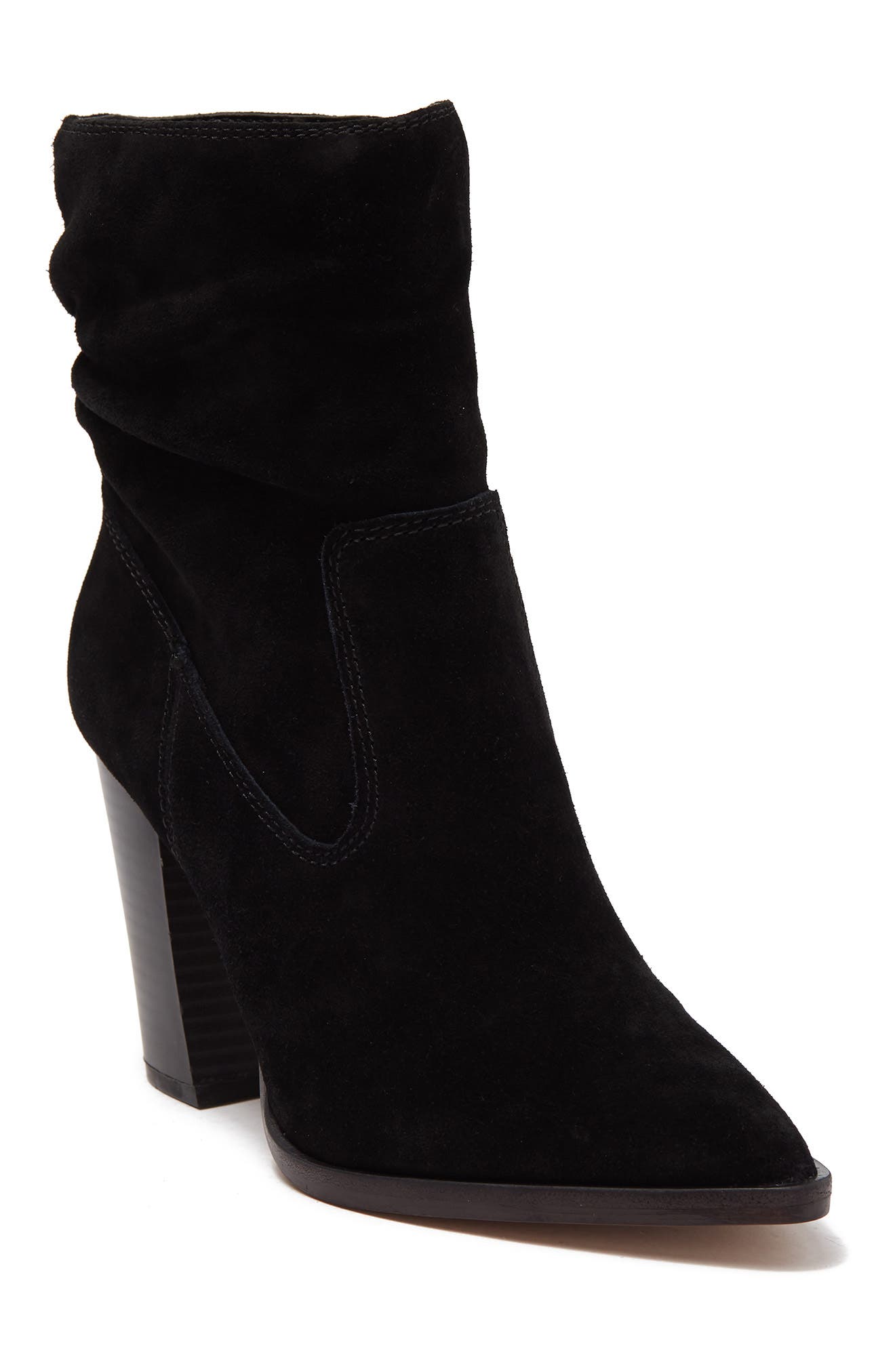 Vince Camuto Crethana Ruched Leather Block Heel Boot, Main, color, 