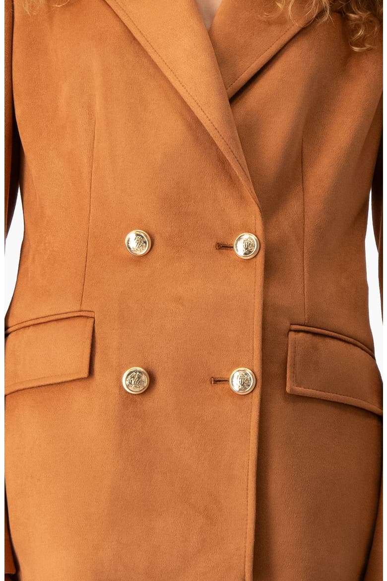 Double-Breasted Faux Suede Blazer, Alternate, color, Chedron