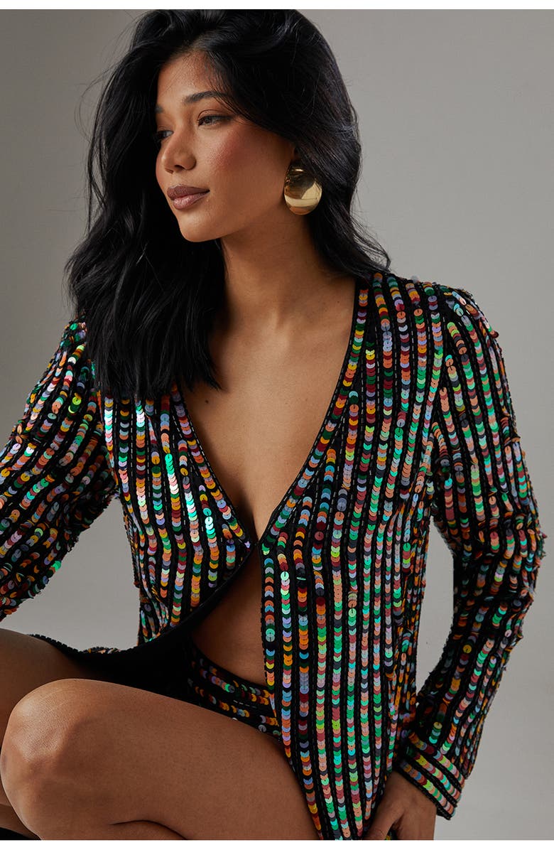 Warehouse Premium Hand Embellished Sequin Jacket, Alternate, color, Multi