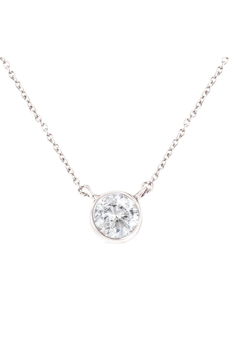 Silver 1/2 Cttw Diamond Bezel 18" Pendant Necklace, Main, color, White