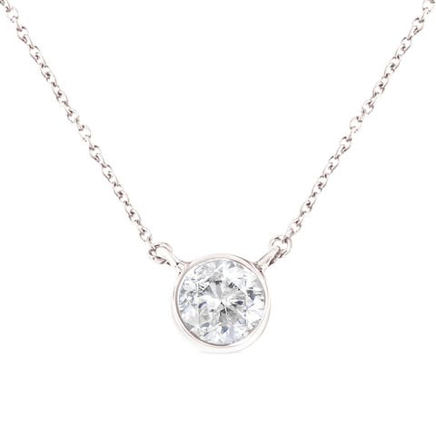 Silver 1/2 Cttw Diamond Bezel 18" Pendant Necklace