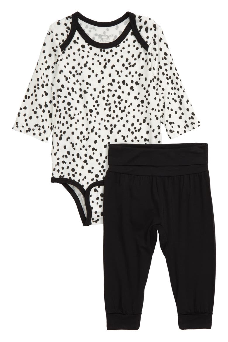 Seeing Spots Bodysuit & Pants Set, Main, color, BLACK