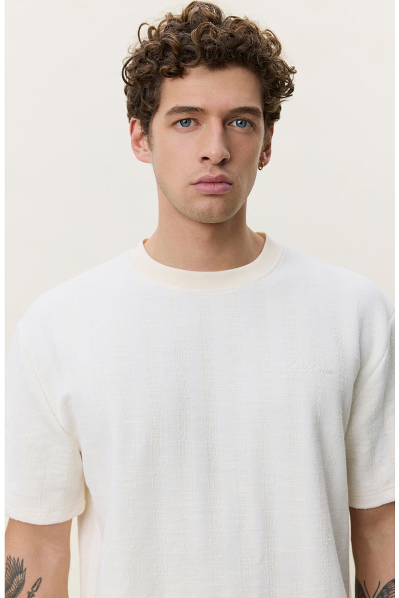 Stripe Jacquard T-Shirt, Alternate, color, EGGNOG WHITE