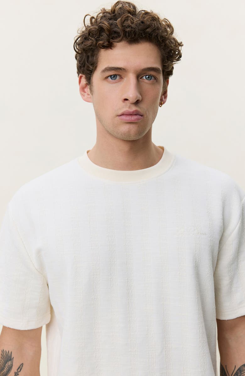 Les Deux Stripe Jacquard T-Shirt, Alternate, color, Eggnog White