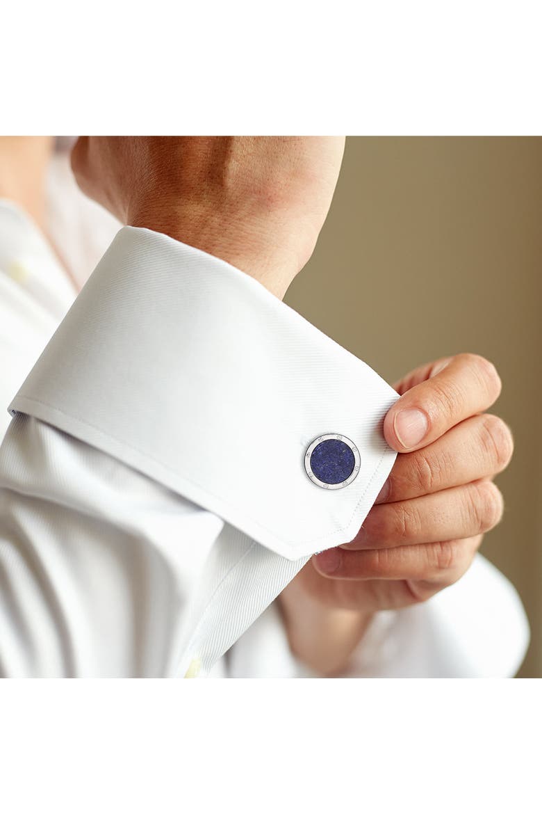 Rivet Etch Sterling Cufflinks, Alternate, color, BLUE