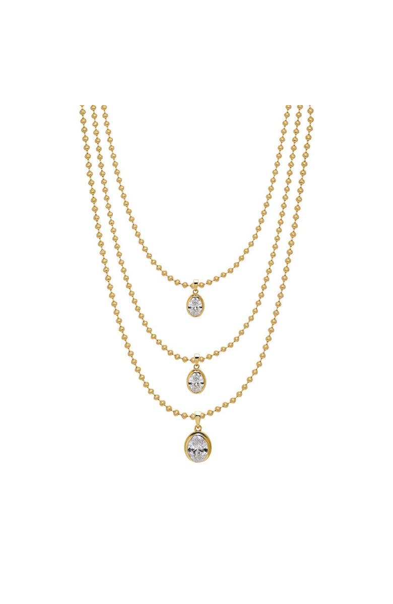 BY ADINA EDEN Lab Grown Diamond Oval Bezel Ball Link Necklace 14K, Alternate, color, 14K Gold - 2 Carat