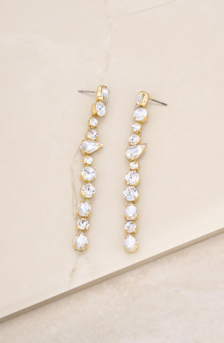 Ettika Crystal Linear Drop Earrings, Alternate, color, Gold