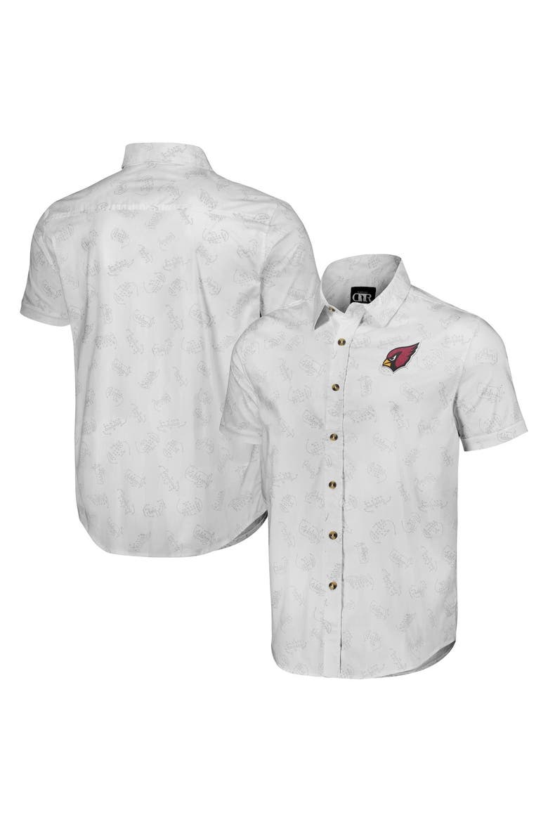 Men's NFL x Darius Rucker Collection by Fanatics White Arizona Cardinals Woven Short Sleeve Button Up Shirt, Main, color, White