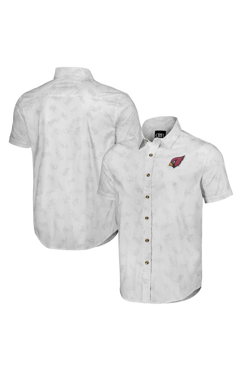NFL X DARIUS RUCKER Men's NFL x Darius Rucker Collection by Fanatics White Arizona Cardinals Woven Short Sleeve Button Up Shirt, Main, color, White