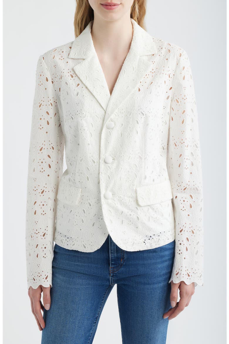 The Paisley Cotton Eyelet Blazer, Alternate, color, WHITE