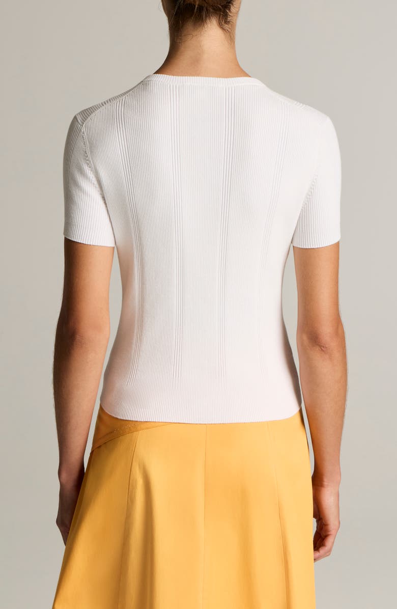 Vince Short Sleeve Rib Knit Cardigan, Alternate, color, Optic White