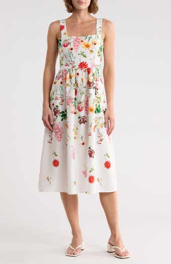 Eliza J Floral Square Neck Midi Sundress