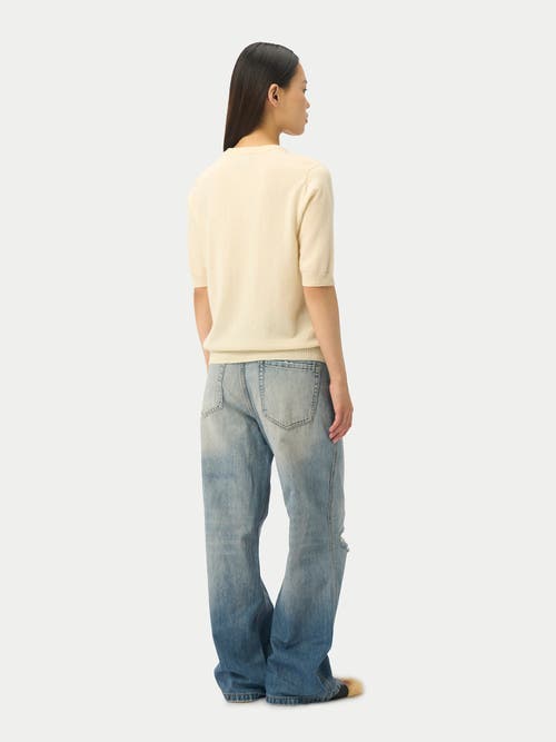 Gobi Mongolian Cashmere Elbow-length Sleeve Cashmere Sweater In White